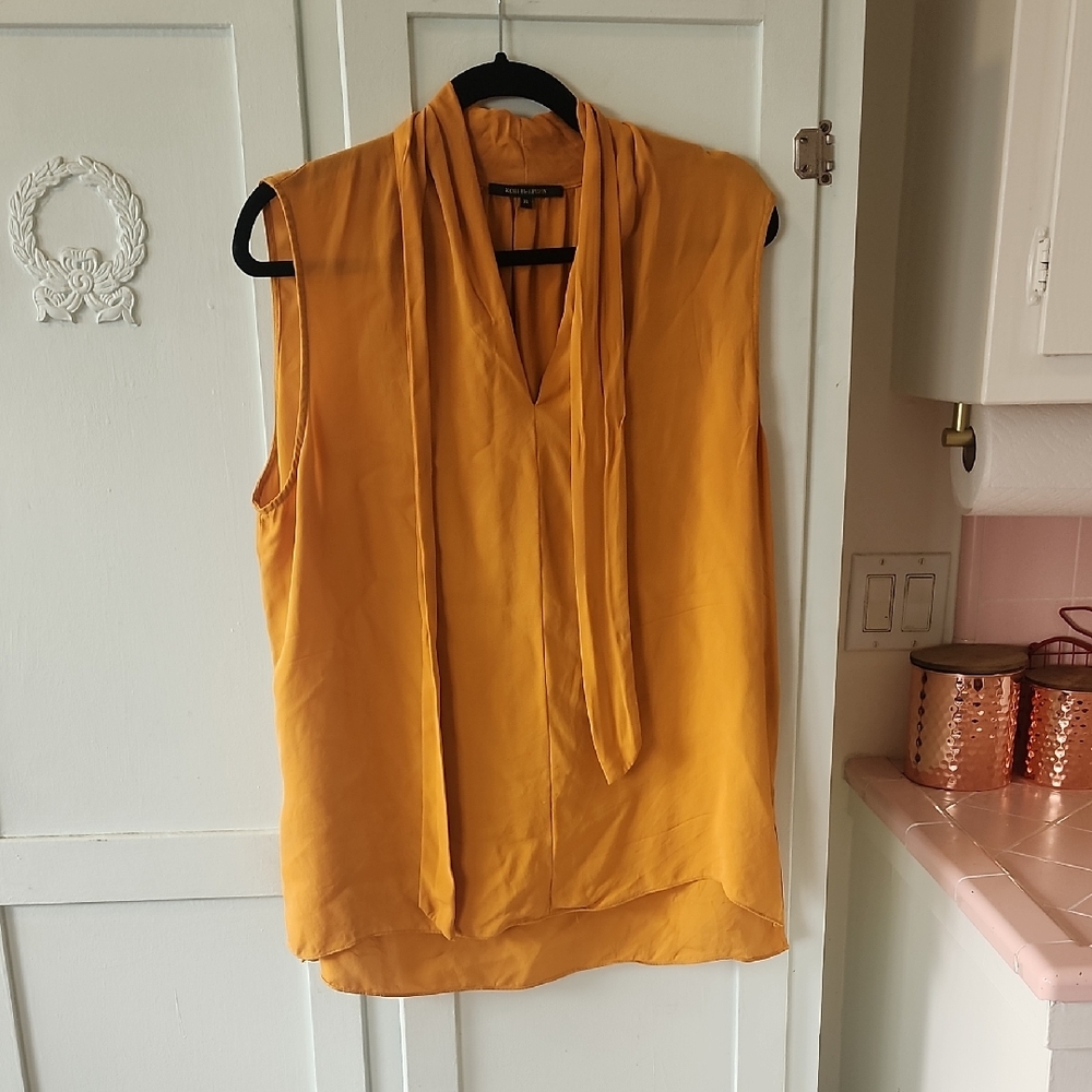 Kobi Halperin Mustard Yellow Sleeveless Blouse 100% Silk